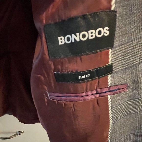 Bonobos Jetsetter Blazer in Grey with Blue Checker, Slim fit size 44 Reg - Picture 2 of 3